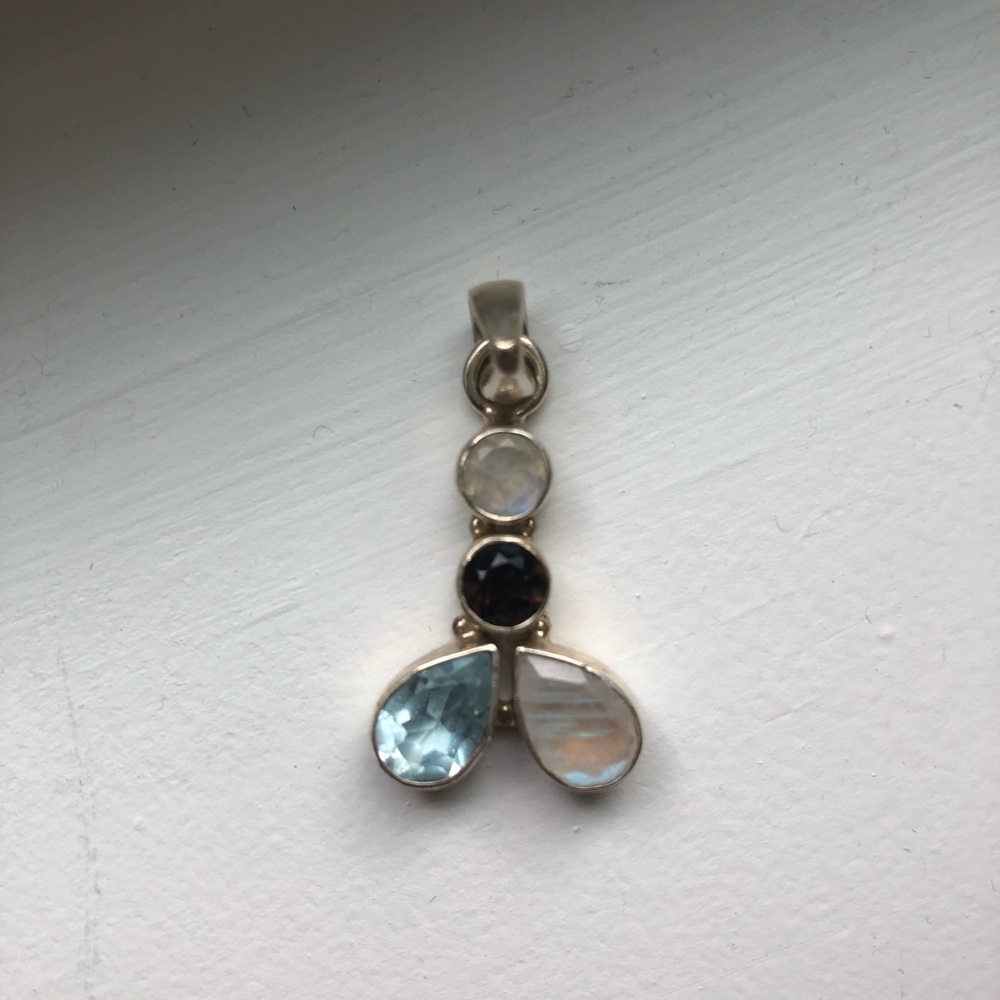 Sterling silver pendant mixed stones